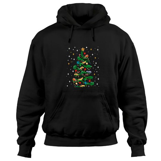 Lizard Christmas Tree Funny Reptile Lover Xmas Gifts Pullover Hoodie