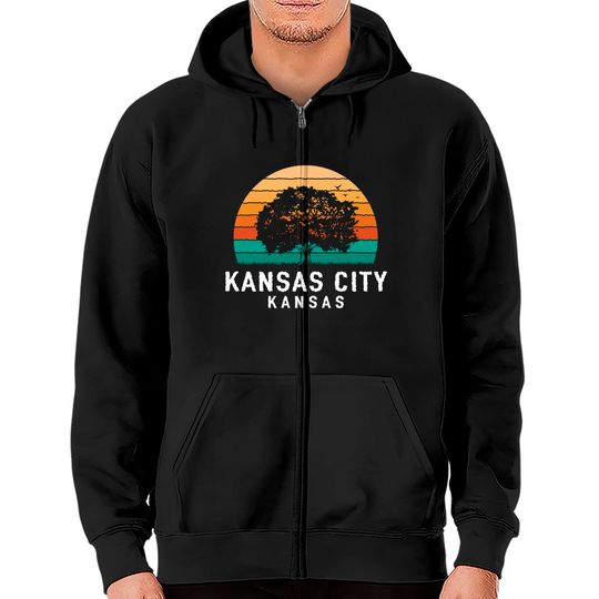 Kansas City Vintage Sunset Zip Hoodie