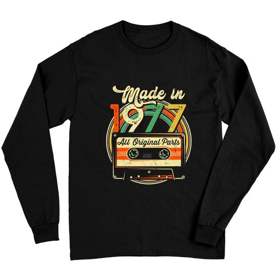 Made in 1977 44th Birthday Gifts Cassette Tape Long Sleeves