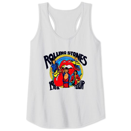 Rolling Stones Vintage Classic Rock 1981 Tour Tank Tops