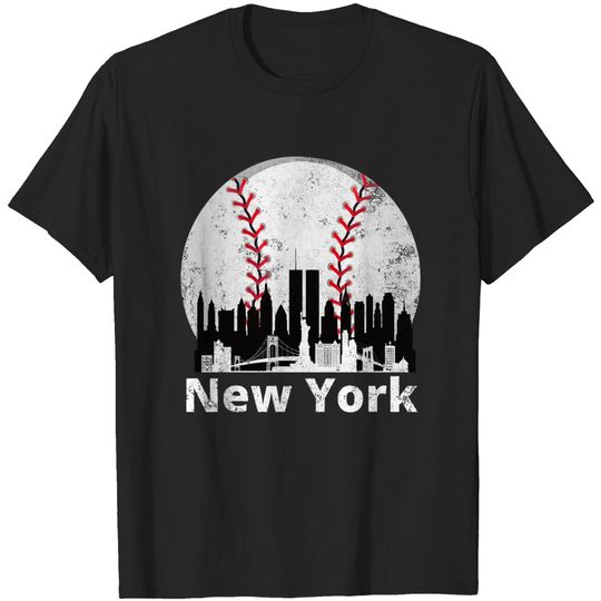 New York Baseball New York State Retro Sunset T-Shirt