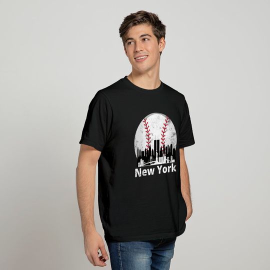 New York Baseball New York State Retro Sunset T-Shirt