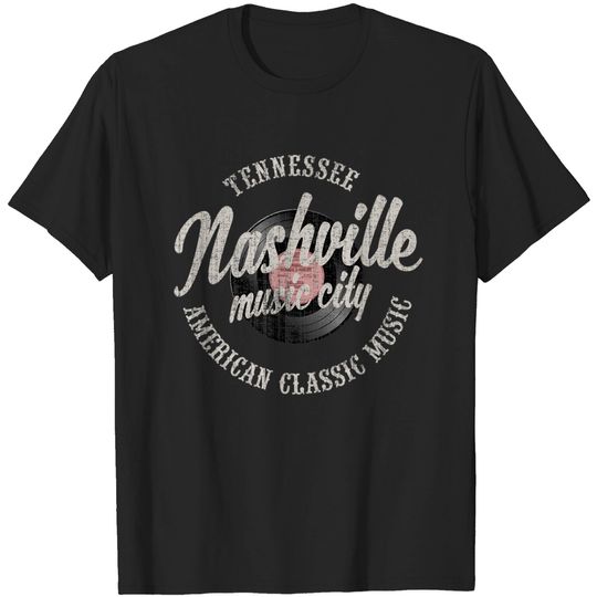 Nashville Music City Vinyl Vintage T Shirt